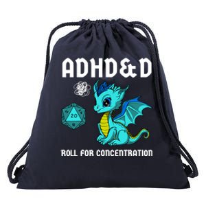 Adhd&D Roll For Concentration Cute Dragon Drawstring Bag