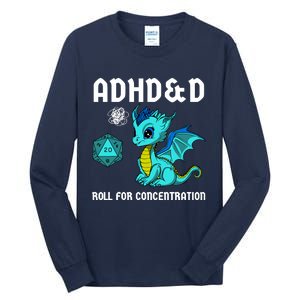 Adhd&D Roll For Concentration Cute Dragon Tall Long Sleeve T-Shirt