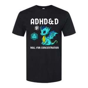 Adhd&D Roll For Concentration Cute Dragon Softstyle CVC T-Shirt