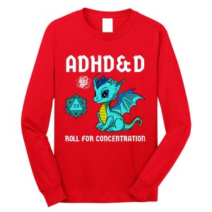 Adhd&D Roll For Concentration Cute Dragon Long Sleeve Shirt