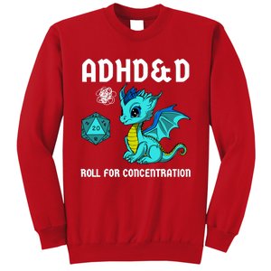 Adhd&D Roll For Concentration Cute Dragon Sweatshirt