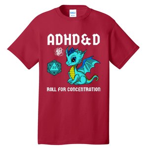 Adhd&D Roll For Concentration Cute Dragon Tall T-Shirt