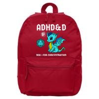 Adhd&D Roll For Concentration Cute Dragon 16 in Basic Backpack