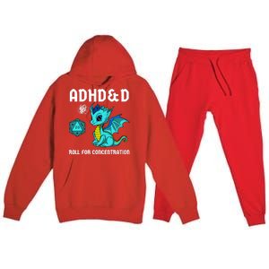 Adhd&D Roll For Concentration Cute Dragon Premium Hooded Sweatsuit Set