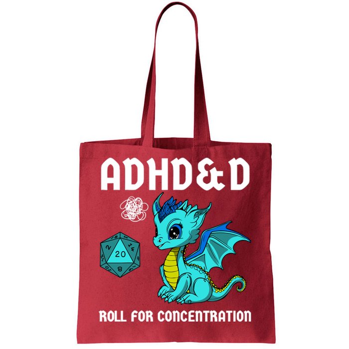 Adhd&D Roll For Concentration Cute Dragon Tote Bag