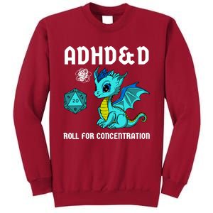 Adhd&D Roll For Concentration Cute Dragon Tall Sweatshirt