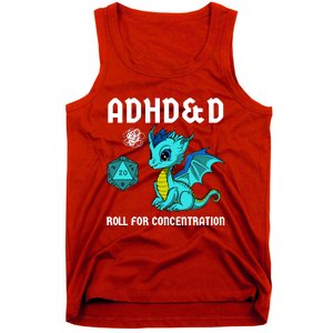 Adhd&D Roll For Concentration Cute Dragon Tank Top