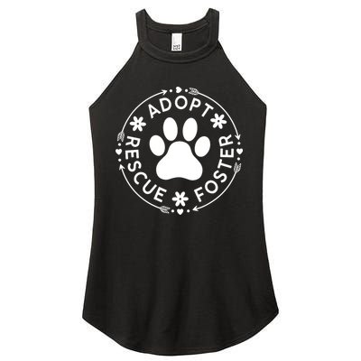 Adopt Rescue Foster Dog Lover Pet Adoption Foster To Adopt Women's Perfect Tri Rocker Tank
