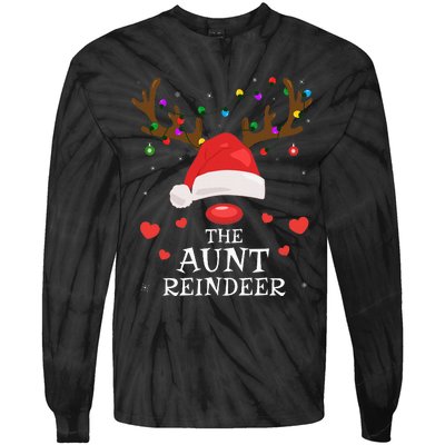 Aunt Reindeer Family Matching Christmas Auntie Aunt Funny Tie-Dye Long Sleeve Shirt