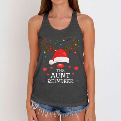 Aunt Reindeer Family Matching Christmas Auntie Aunt Funny Women's Knotted Racerback Tank