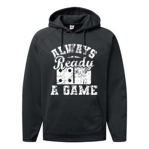 Always Ready For A Game Dominoes Lover Domino Player Performance Fleece Hoodie