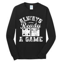 Always Ready For A Game Dominoes Lover Domino Player Tall Long Sleeve T-Shirt