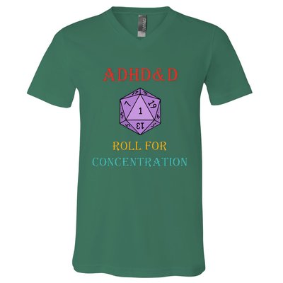 Adhd&D Roll For Concentration V-Neck T-Shirt