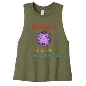 Adhd&D Roll For Concentration Women's Racerback Cropped Tank