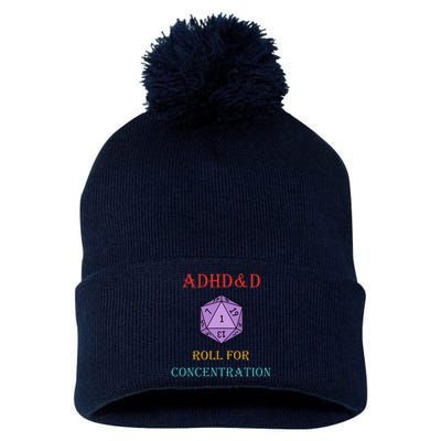 Adhd&D Roll For Concentration Pom Pom 12in Knit Beanie