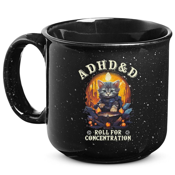 Adhd&D Roll For Concentration Cat Role Playing Game 15oz Campfire Ceramic Mug