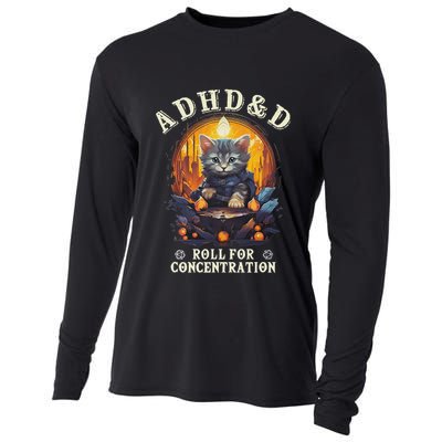 Adhd&D Roll For Concentration Cat Role Playing Game Cooling Performance Long Sleeve Crew