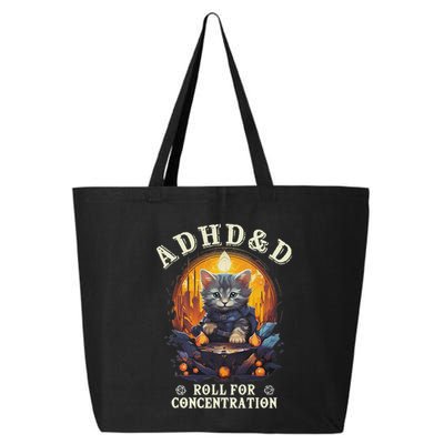 Adhd&D Roll For Concentration Cat Role Playing Game 25L Jumbo Tote