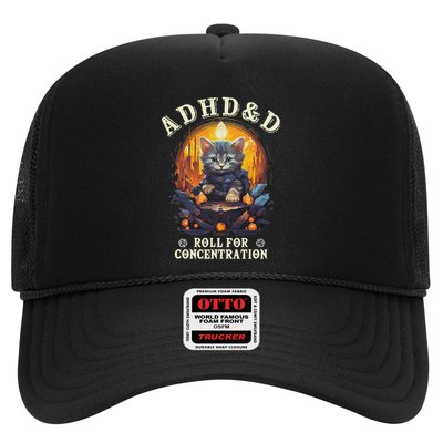 Adhd&D Roll For Concentration Cat Role Playing Game Trucker Hat