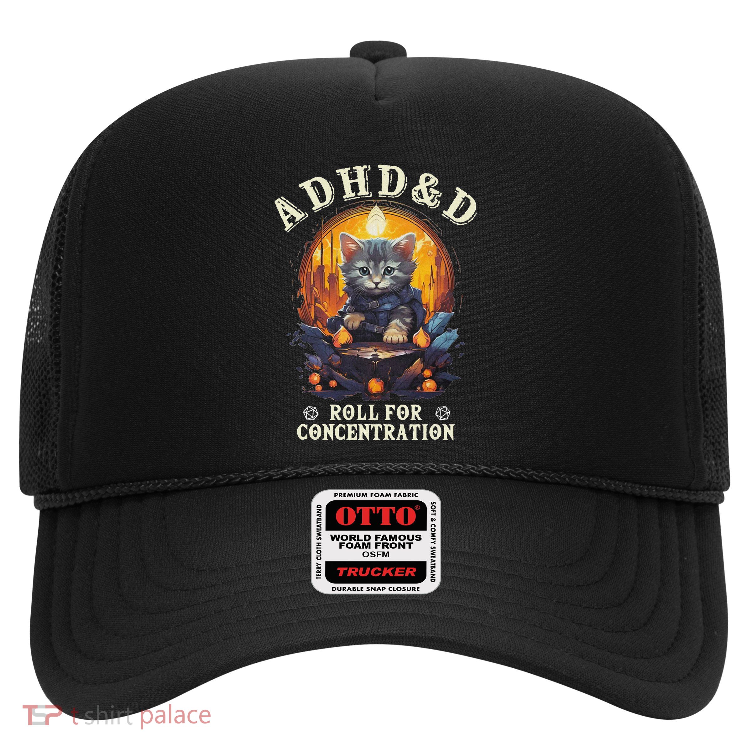 Adhd&D Roll For Concentration Cat Role Playing Game Trucker Hat