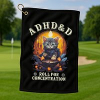Adhd&D Roll For Concentration Cat Role Playing Game Golf Towel