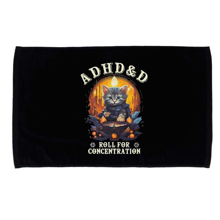 Adhd&D Roll For Concentration Cat Role Playing Game Microfiber Hand Towel