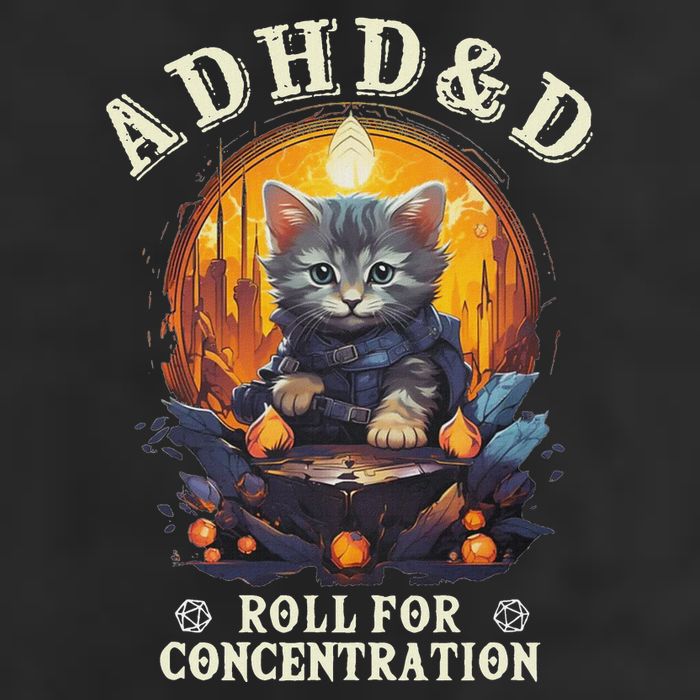 Adhd&D Roll For Concentration Cat Role Playing Game Microfiber Hand Towel