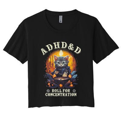 Adhd&D Roll For Concentration Cat Role Playing Game Crop Top