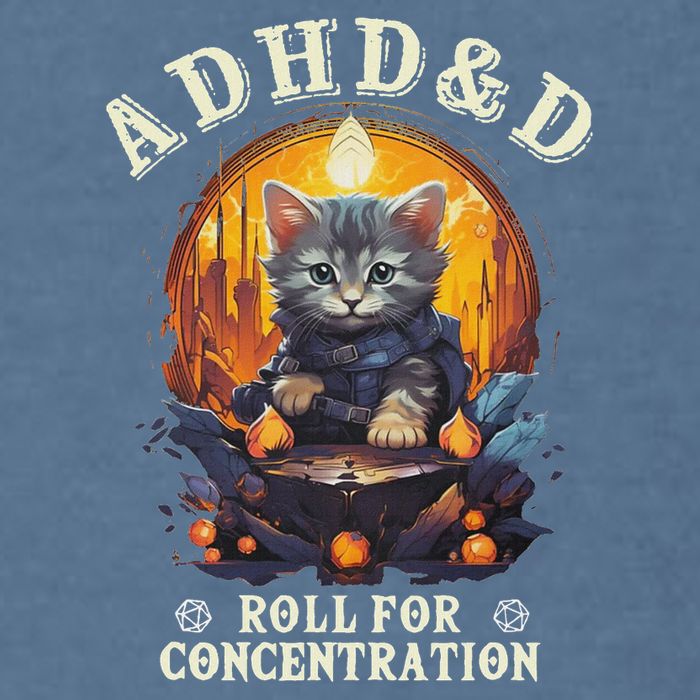Adhd&D Roll For Concentration Cat Role Playing Game Garment-Dyed Sweatshirt
