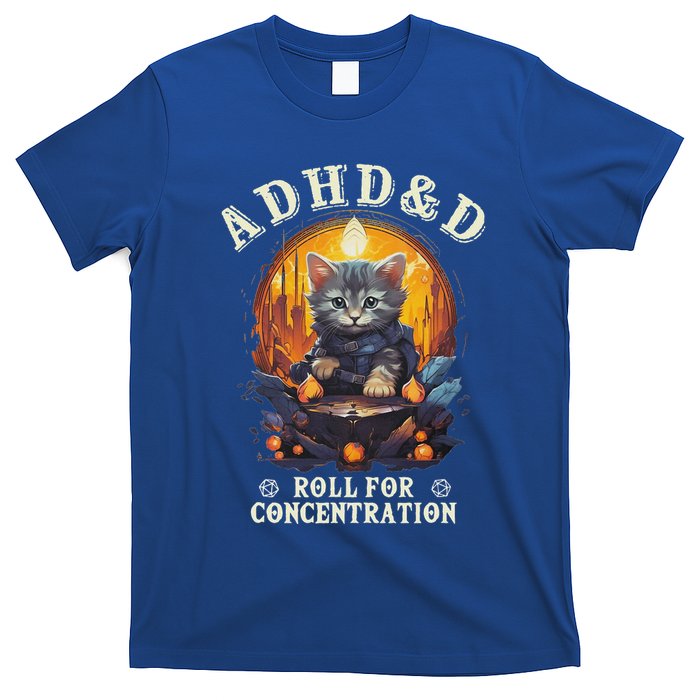 Adhd&D Roll For Concentration Cat Role Playing Game T-Shirt