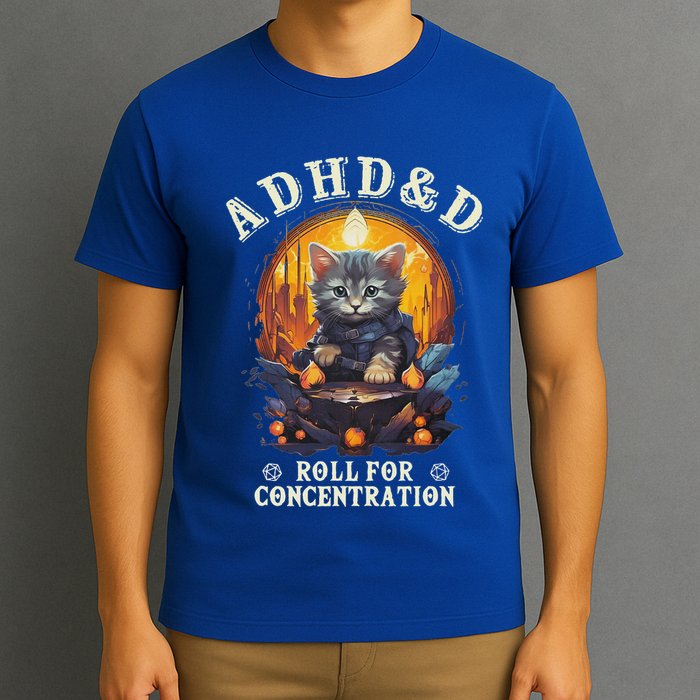 Adhd&D Roll For Concentration Cat Role Playing Game T-Shirt