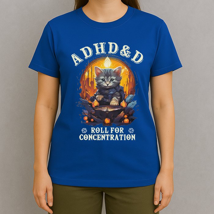 Adhd&D Roll For Concentration Cat Role Playing Game T-Shirt