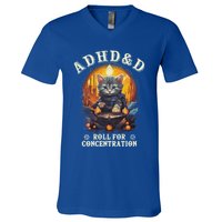 Adhd&D Roll For Concentration Cat Role Playing Game V-Neck T-Shirt