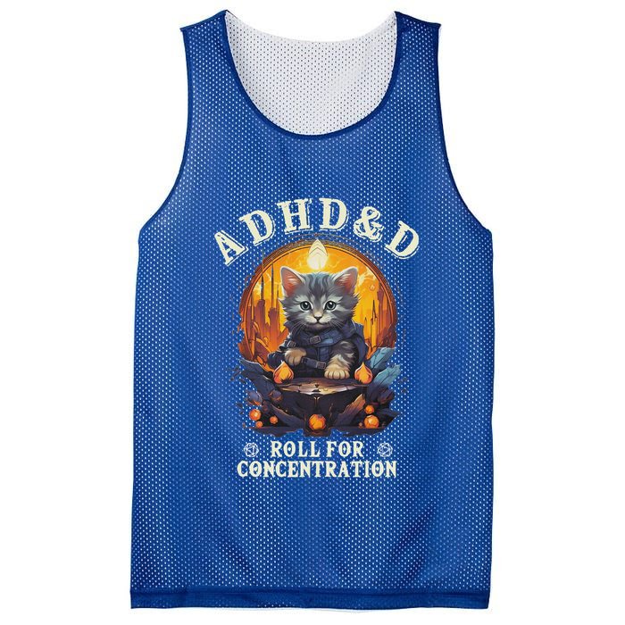 Adhd&D Roll For Concentration Cat Role Playing Game Mesh Reversible Basketball Jersey Tank