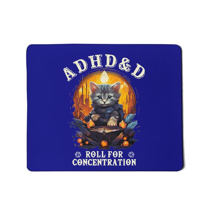 Adhd&D Roll For Concentration Cat Role Playing Game Mousepad