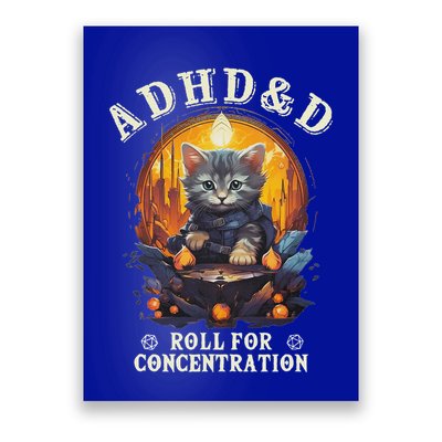 Adhd&D Roll For Concentration Cat Role Playing Game Poster