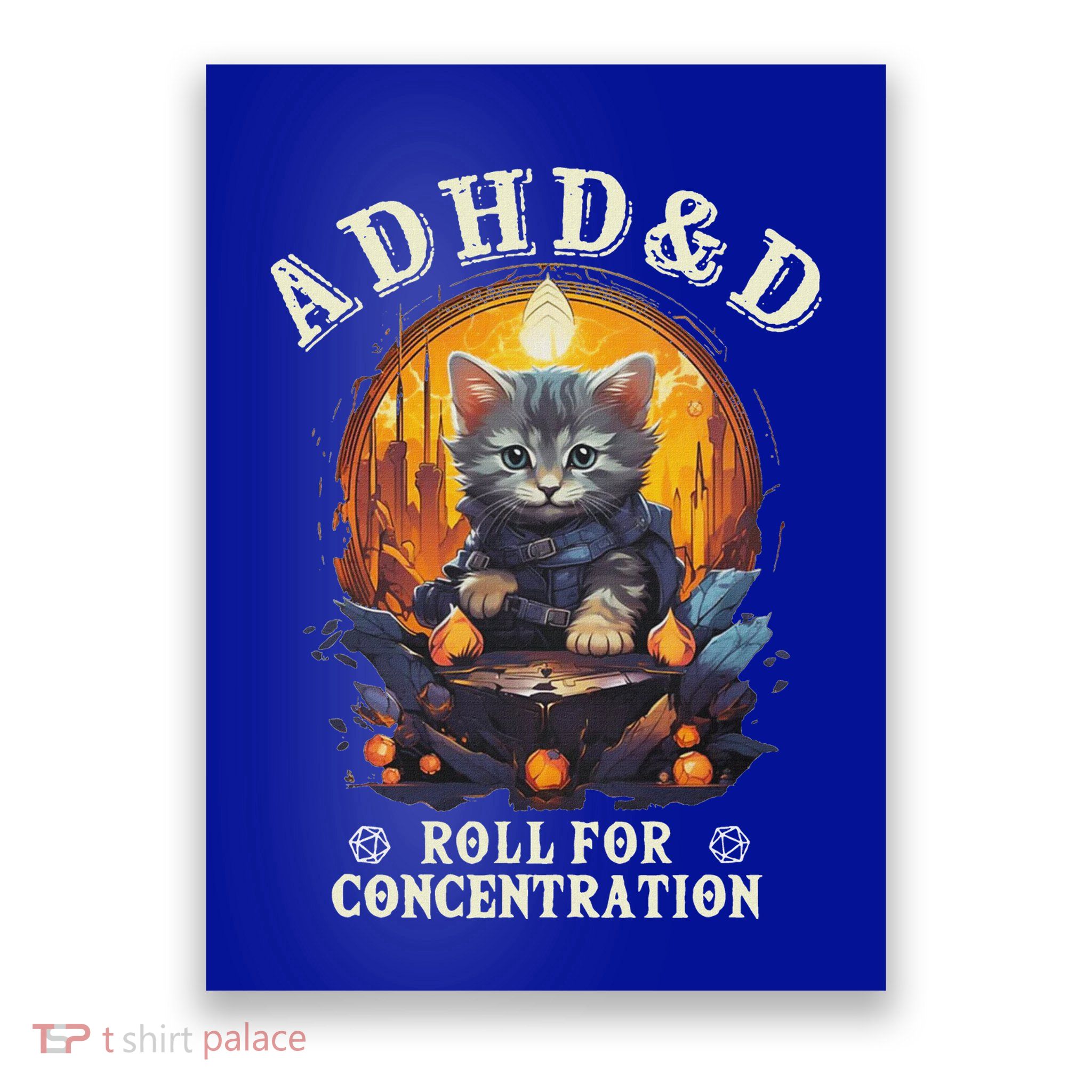 Adhd&D Roll For Concentration Cat Role Playing Game Poster