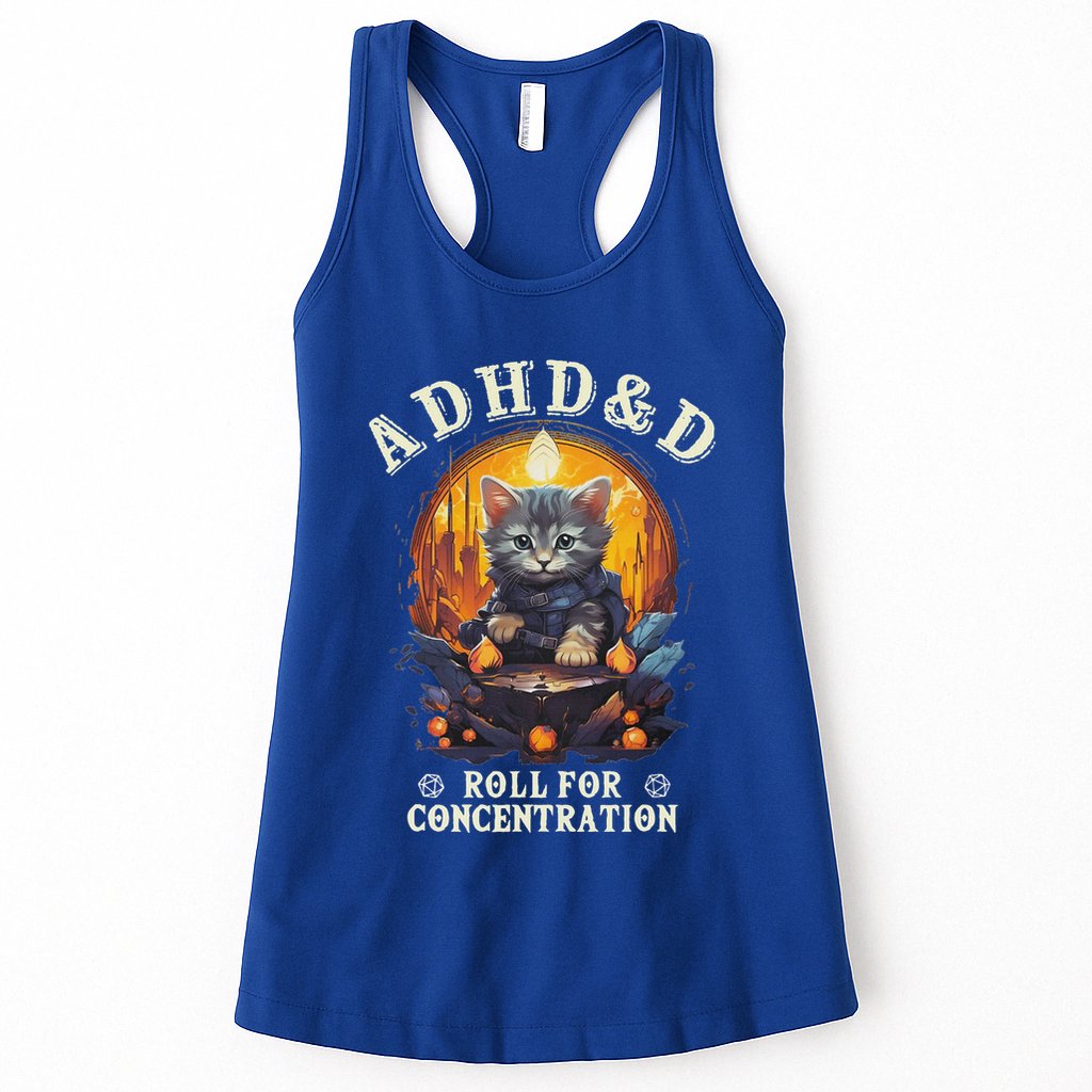 Adhd&D Roll For Concentration Cat Role Playing Game Womens Tank Top