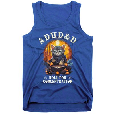 Adhd&D Roll For Concentration Cat Role Playing Game Tank Top