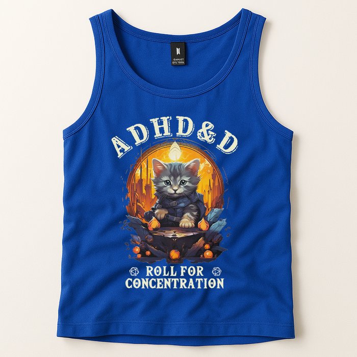 Adhd&D Roll For Concentration Cat Role Playing Game Tank Top