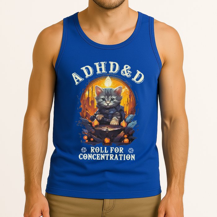 Adhd&D Roll For Concentration Cat Role Playing Game Tank Top