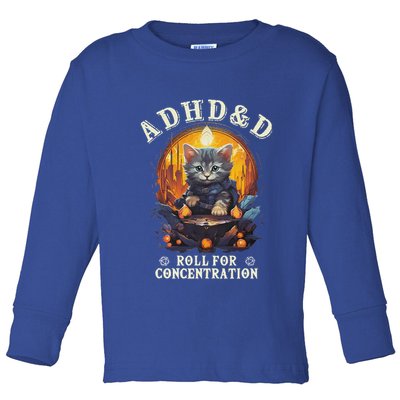 Adhd&D Roll For Concentration Cat Role Playing Game Toddler Long Sleeve Shirt