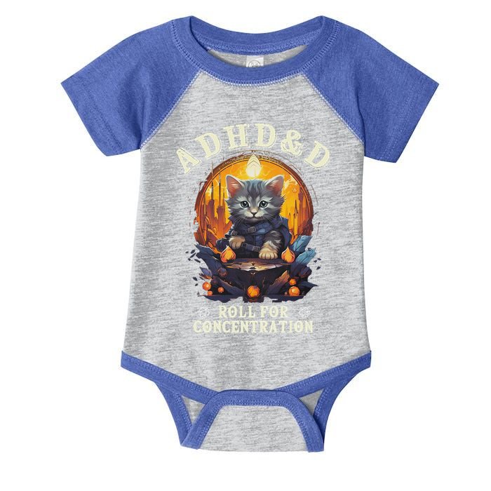 Adhd&D Roll For Concentration Cat Role Playing Game Infant Baby Jersey Bodysuit