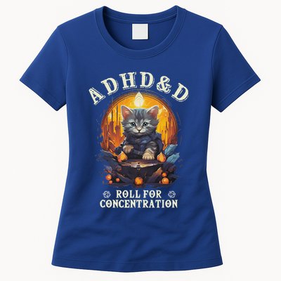 Adhd&D Roll For Concentration Cat Role Playing Game Womens T-Shirt