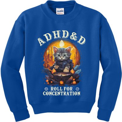 Adhd&D Roll For Concentration Cat Role Playing Game Kids Sweatshirt