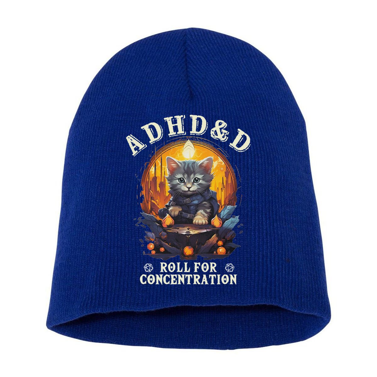 Adhd&D Roll For Concentration Cat Role Playing Game Short Acrylic Beanie