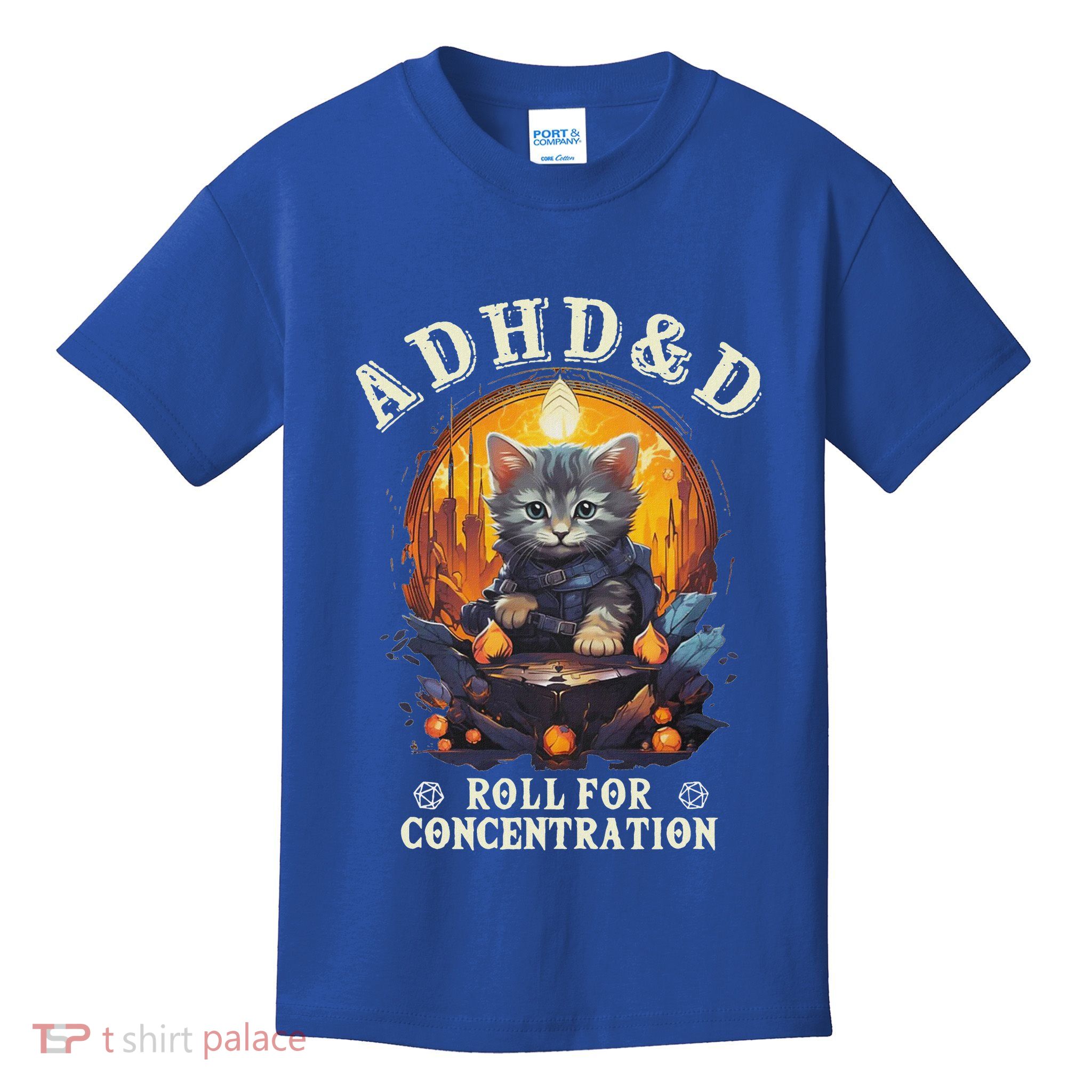 Adhd&D Roll For Concentration Cat Role Playing Game Kids T-Shirt