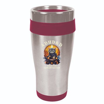 Adhd&D Roll For Concentration Cat Role Playing Game 16oz Travel Tumbler