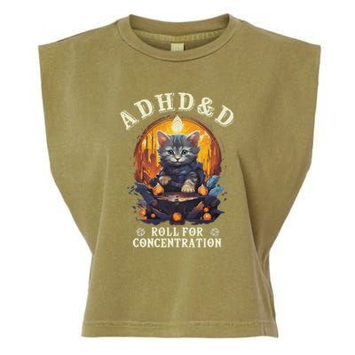 Adhd&D Roll For Concentration Cat Role Playing Game Garment-Dyed Women's Muscle Tee