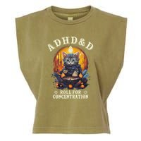 Adhd&D Roll For Concentration Cat Role Playing Game Garment-Dyed Women's Muscle Tee